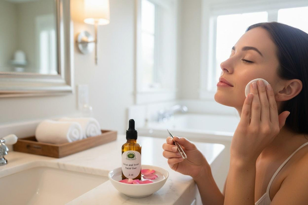 Petal and Resin Facial Elixir, Calendula Frankincense Toner, pH Balancing Mist
