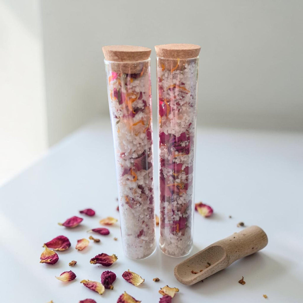 relaxing rose and calendula fizzy bath salts, moisturizing floral, handmade bath gift, organic fizzy botanical soak