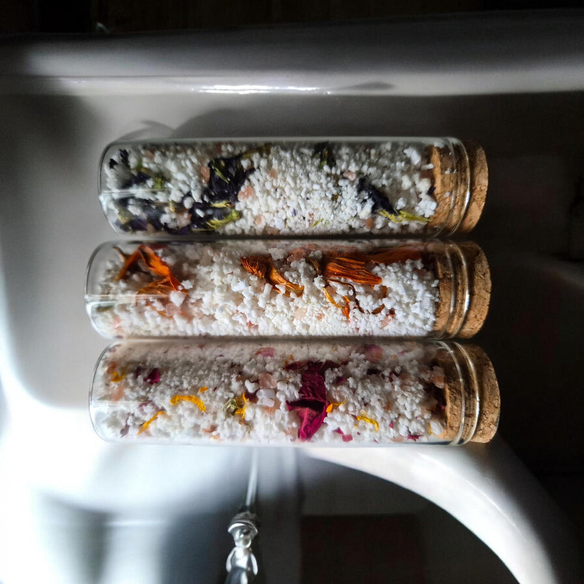 relaxing rose and calendula fizzy bath salts, moisturizing floral, handmade bath gift, organic fizzy botanical soak