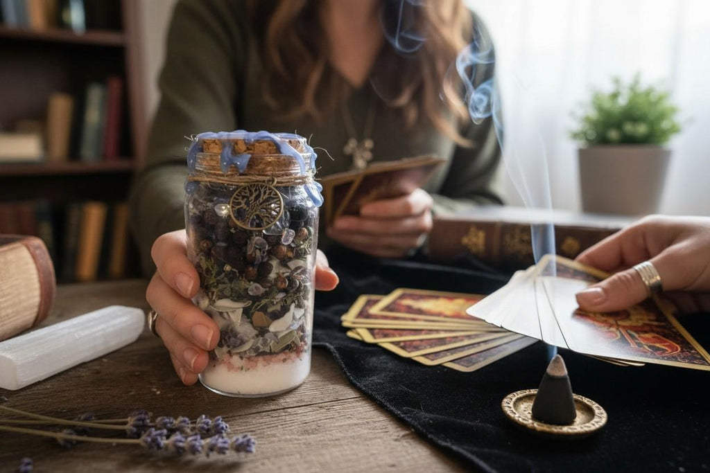 Spiritual Restraining Order Jar, The Evil Eye, Abundance and Prosperity, Vibe Check Jar, Altar Decor.