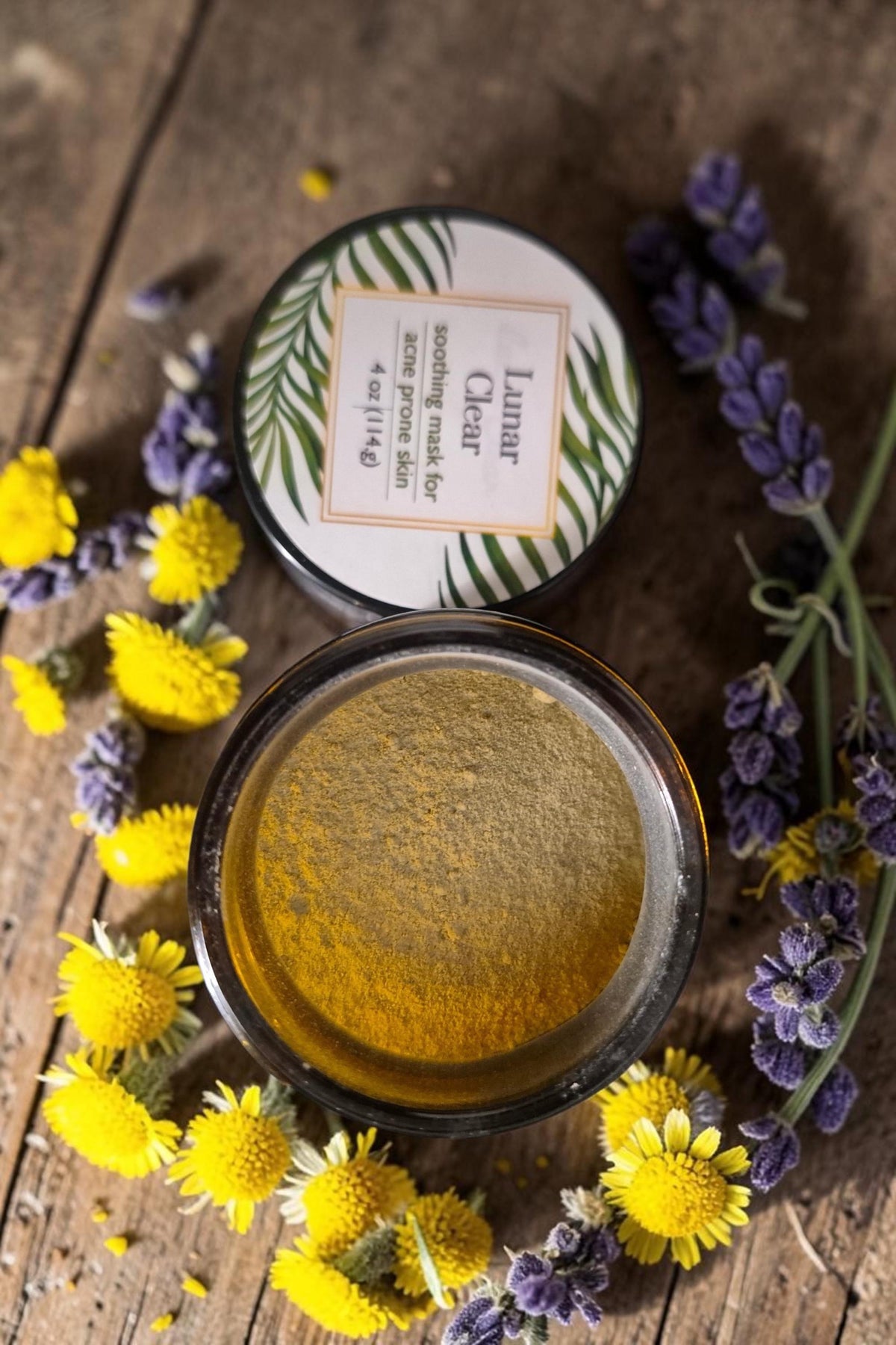 Lunar Clear Soothing Face Mask, Kaolin Clay Tea Tree Detox, Chamomile Kale Treatment